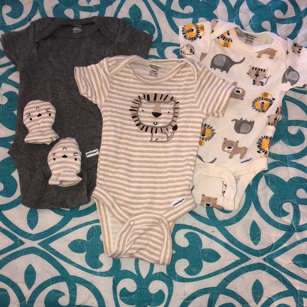 A set of newborn onesies